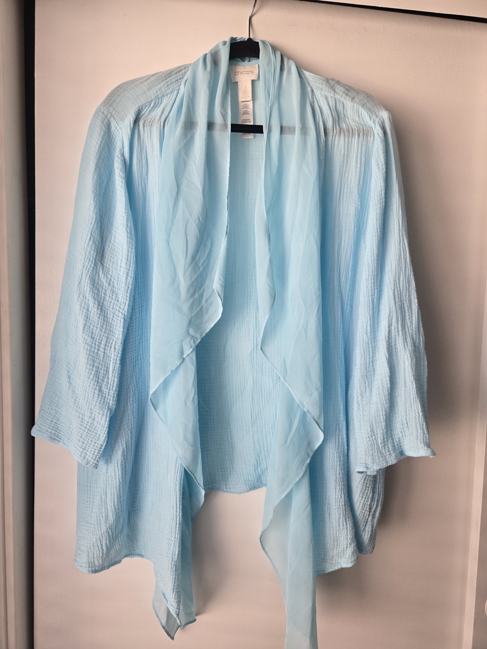 Chico's Pale Aqua Open-Front Cardigan SIZE XL/3